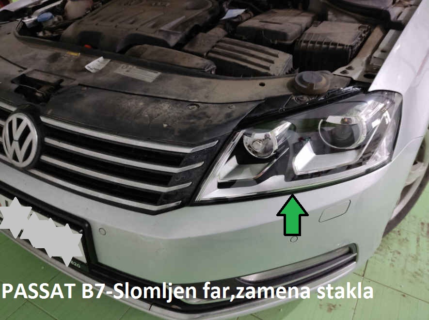 passat b7 2013 zamena stakla fara slomljen far servis reparacija farova novi sad ns tuning